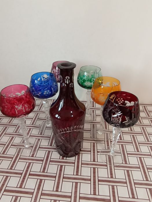 Set pahare bohemia cu sticla