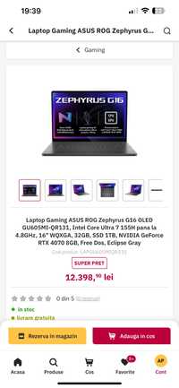 Asus Rog Zephyrus G16 Oled Laptop Gaming