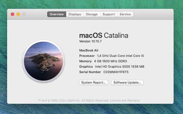 Macbook Air 13-inch 256GB 4GB Ram i5