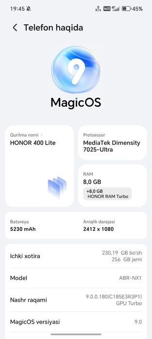 Honor 400 lite obmen