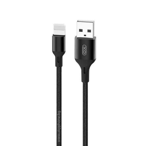 Кабел USB - Lightning, XO, 2A, 1m/червен и черен