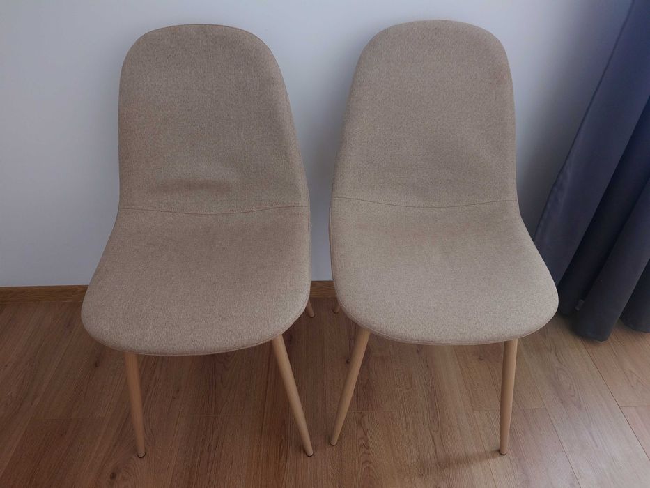 2 scaune de bucatarie, textil, bej + 2 huse gri