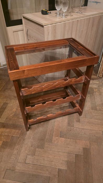 Mini bar lemn si sticla