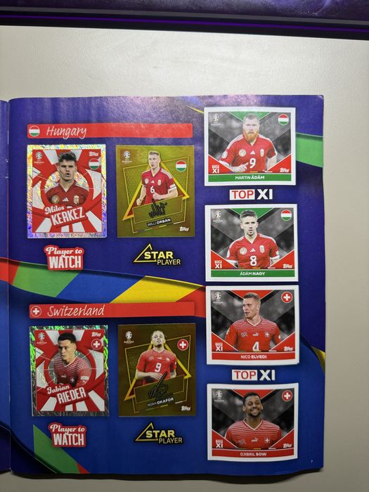 Продавам 100% попълнен албум Topps Euro 2024