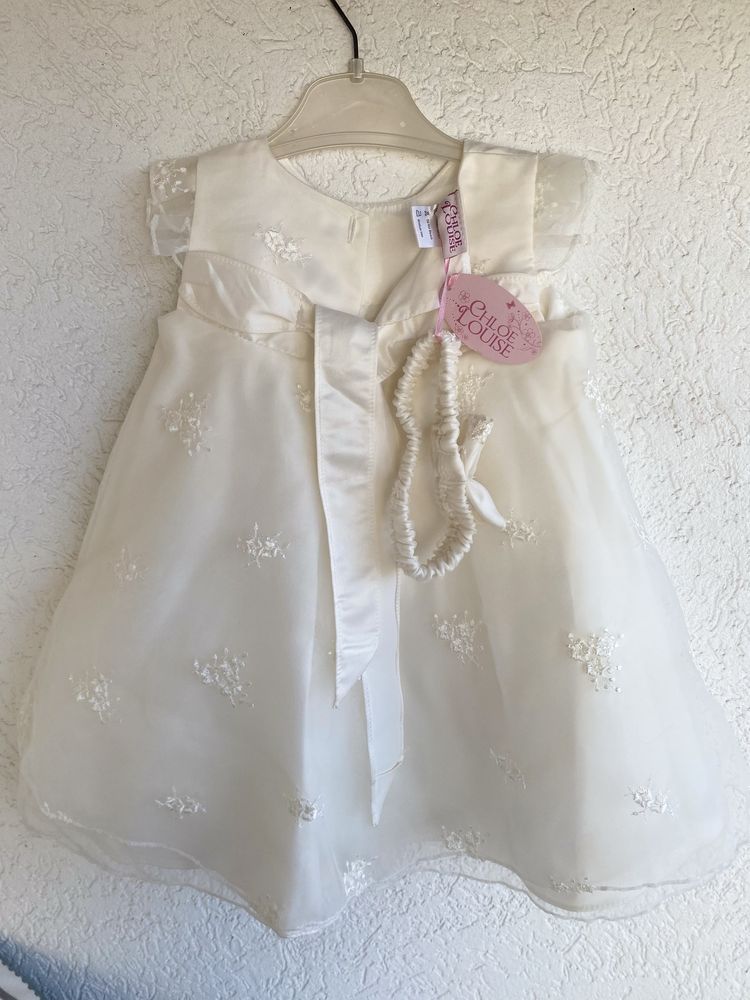 Rochie albă Chloe Louise, 6-12 luni, eticheta