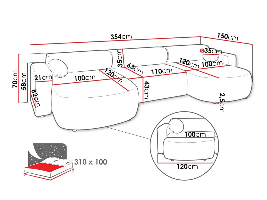 Colțar modern extensibil U + ladă depozitare – NOU