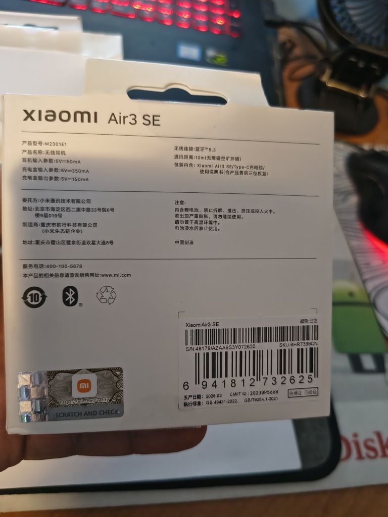 Căști Bluetooth wireless Xiaomi Air3 SE albe