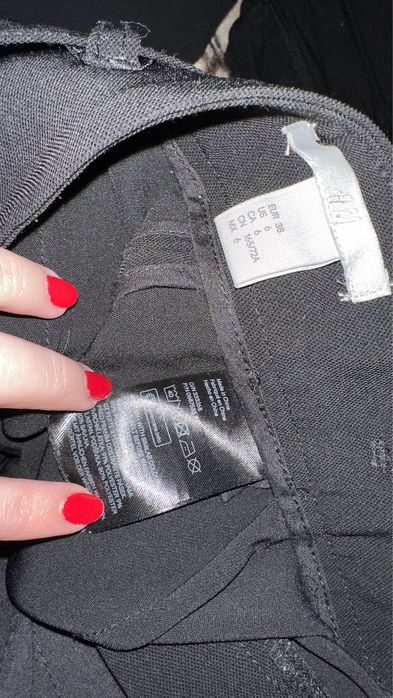 Pantalon dama negru elegant larg pe picior cu curea H&M