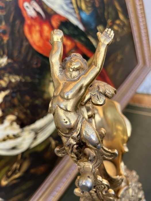 Spectaculoasa carafa din bronz aurit-soclu marmura-heruvimi-Spania