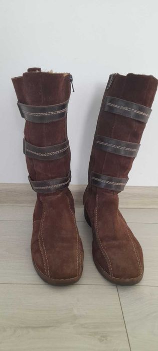Cizme din piele intoarsa, imblanite, maro 37