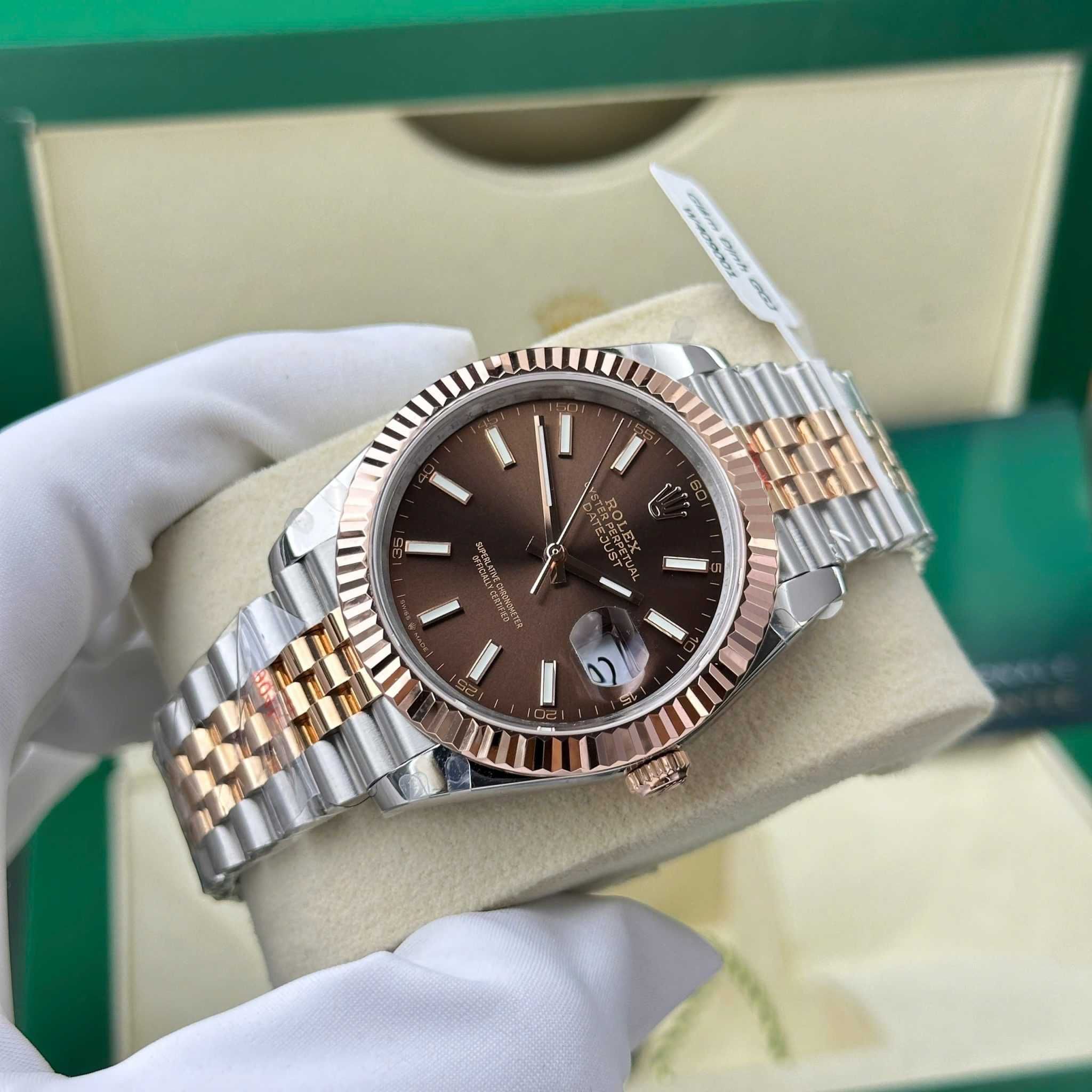 Rolex Datejust 41mm сребро розово злато
