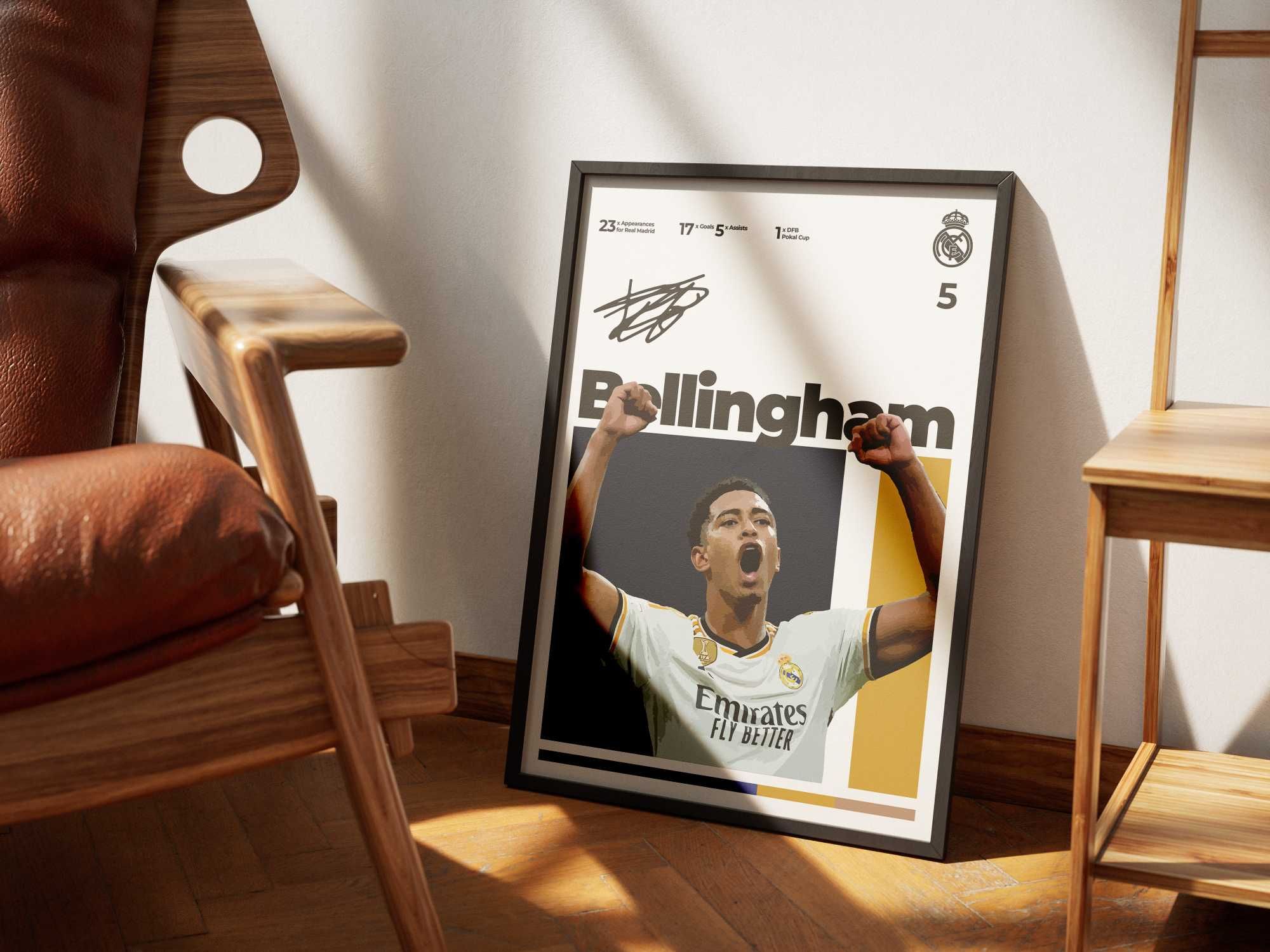 Poster ilustratie Jude Bellingham. Cadou pentru fanii Real Madrid.