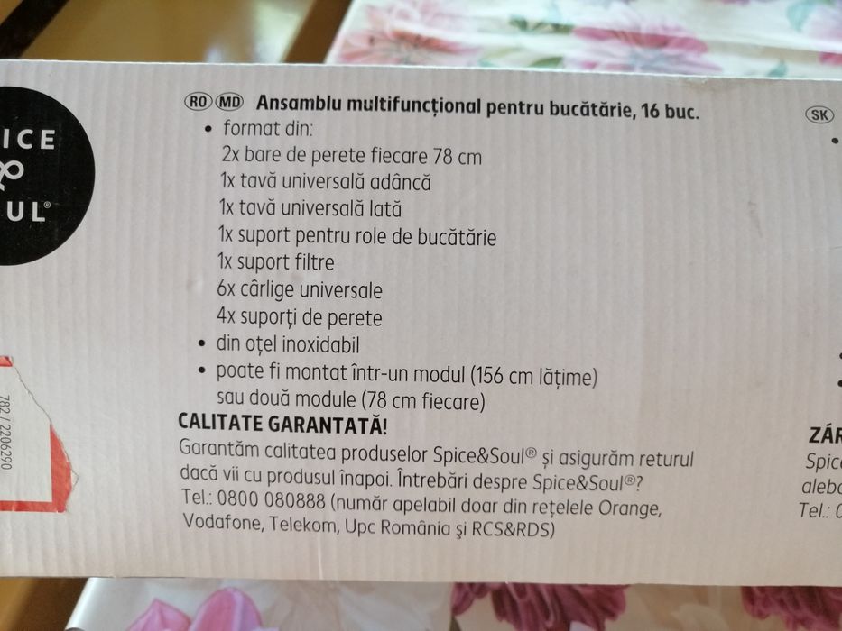 Suport, raft, inox pt bucătărie, 16 piese
