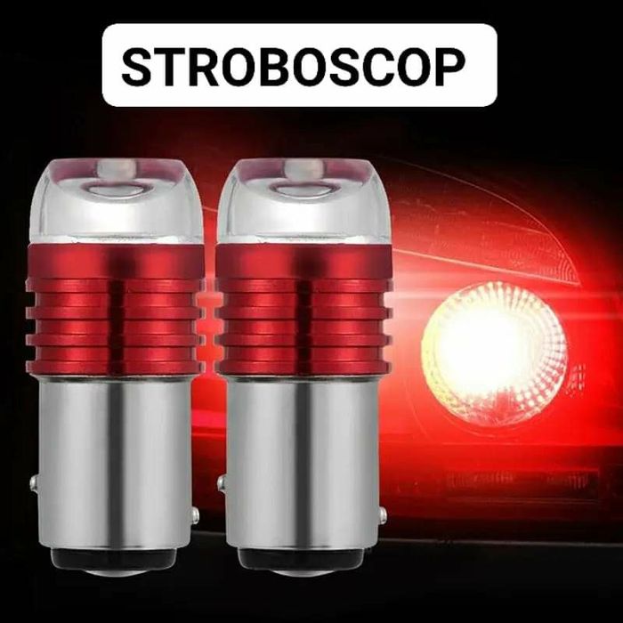 Set Două Becuri Led Cu Stroboscop Si Lumină Roșie/P21W-1157