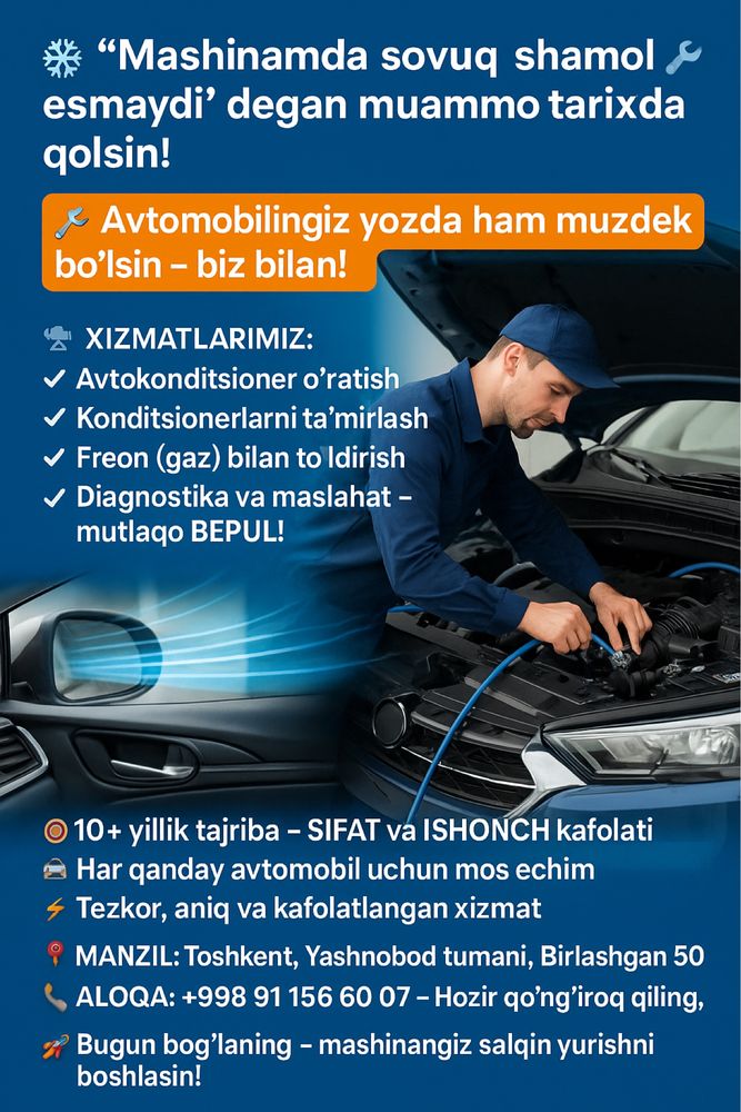 avtokonditsioner zapravka ustanovka  remontToshkent tez arzon kafolat