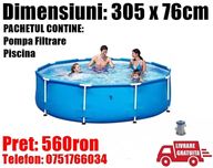 Piscina Familie Copii Rotunda Cadru 305 x 76cm POMPA LivratGratuit NT
