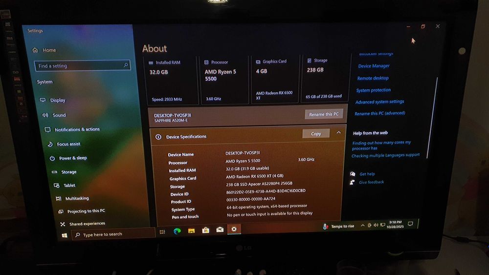 kit NOU a520m + ryzen 5500 + 32gb ddr4 3000 + ssd nvme