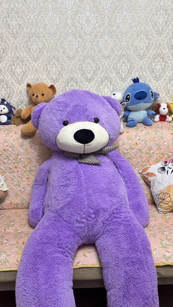 Мишка 2 метра фиолетовый