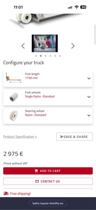 Transpalet din inox Toyota LHM200ST liza