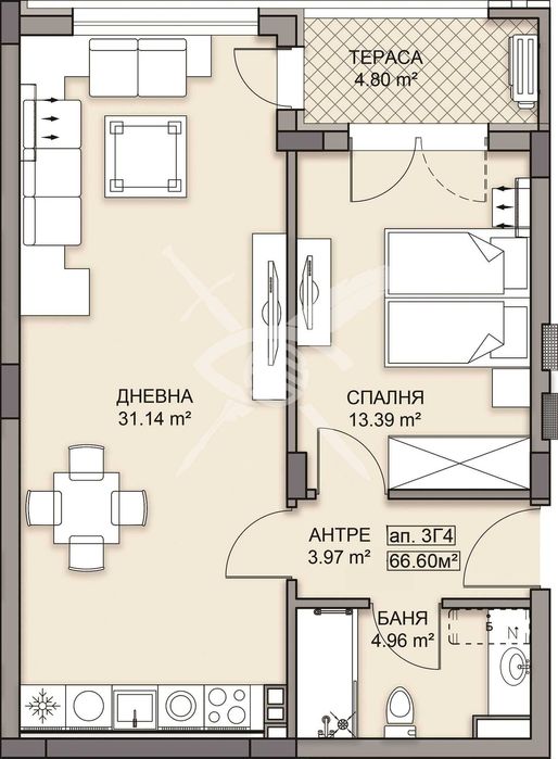 Двустаен апартамент Кършияка 521-18336