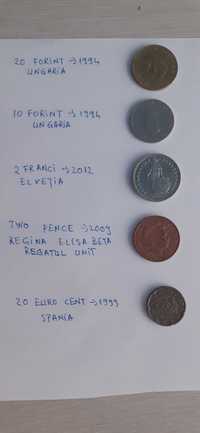 Monede colectie 10,20 forint, 2 fr, two pence, 20 euro, pret 1000 lei