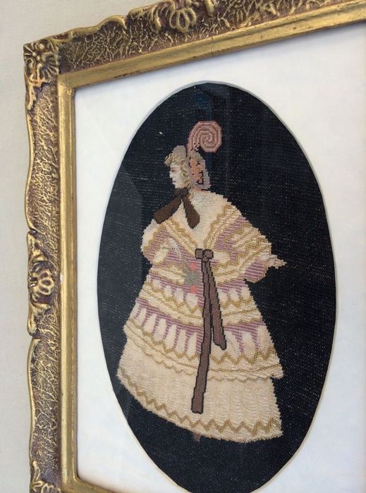 Tablou Goblen CONTESA Unicat Perioda Victoriana Lucrat Manual Pas Mic