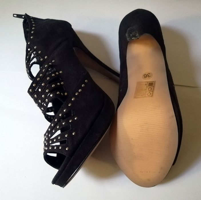 Pantofi stiletto, piele intoarsa - marimea 36, toc 11 cm
