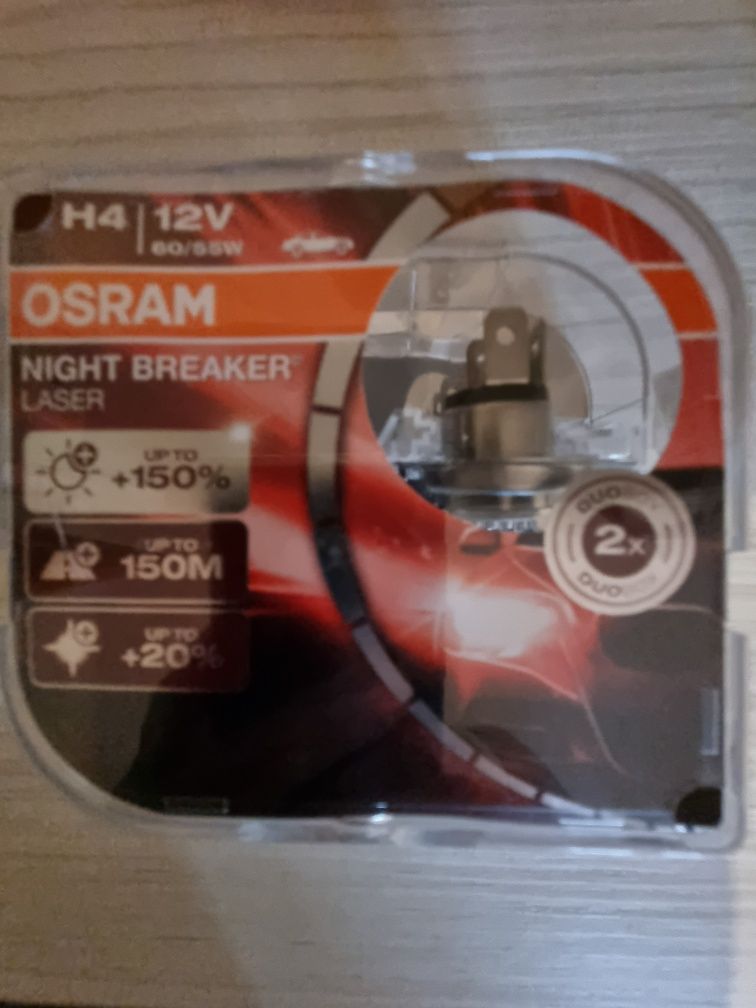 Set 2 becuri auto cu halogen Osram H4 Night Breaker Laser Next Gen