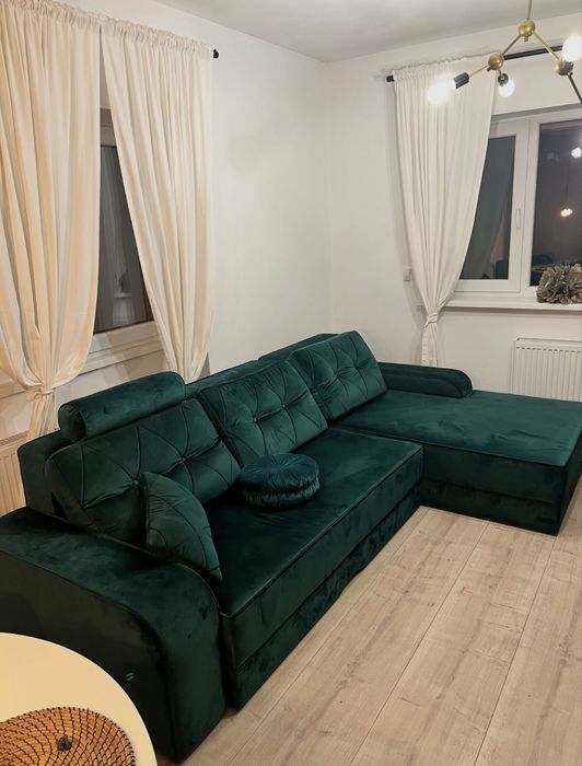 Canapea extensibila tip coltar verde Mafurniture, 3000x1800mm