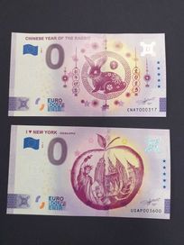 Сувенирни евро банкноти I love New York и Year of the rabbit