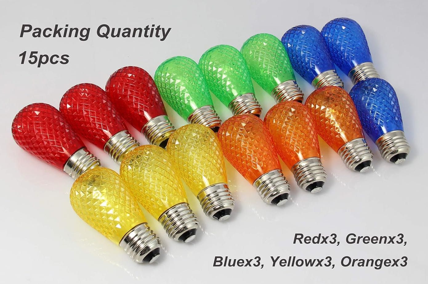S14 Цветни LED Kрушки, Е26, 15 броя, За Ресторант/Парти/Коледа/Градина