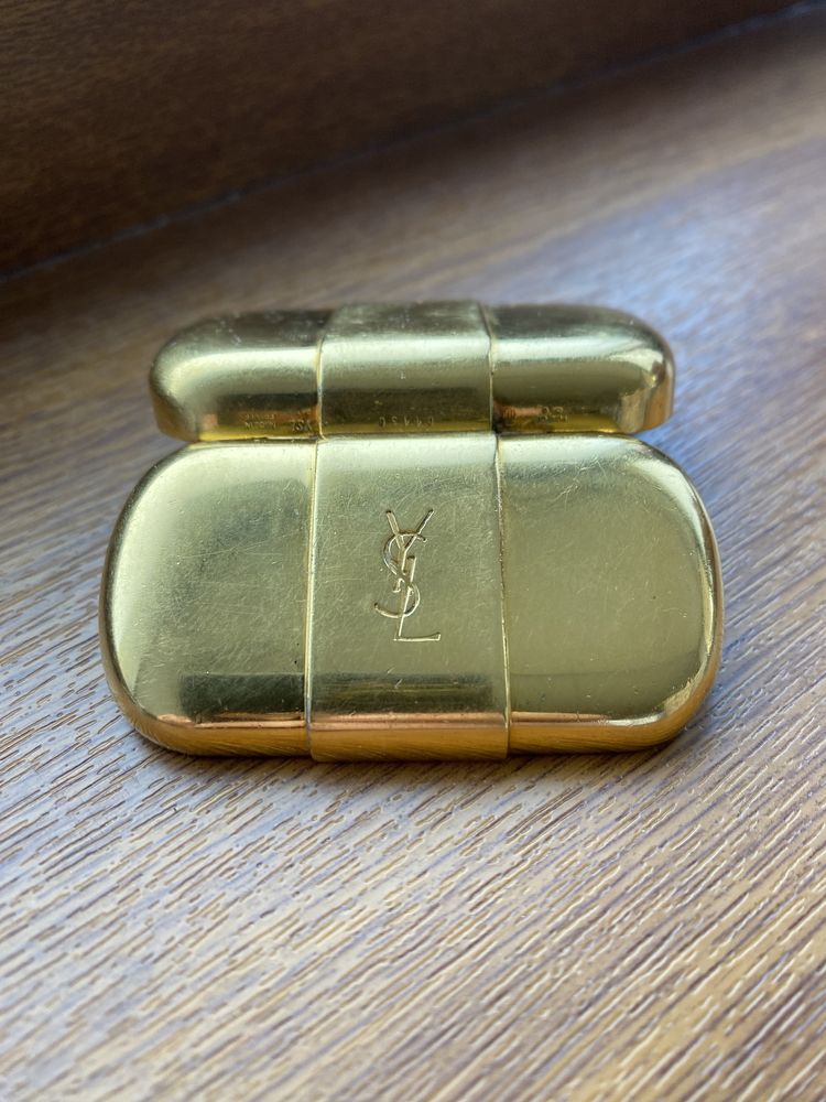 Vintage Yves Saint Laurent Gold Pill Box