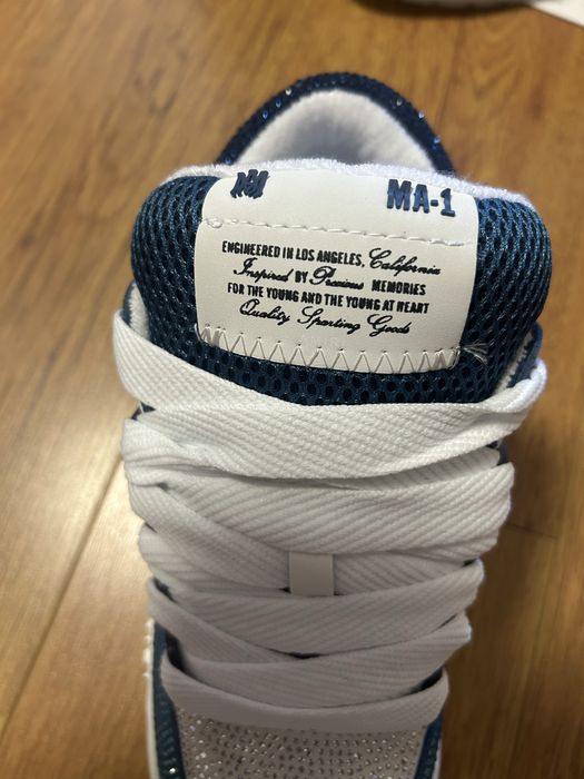 adidasi amiri ma1 baby blue albastru cu alb crystal cu pietricele