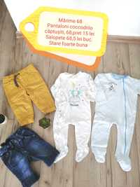 Haine bebe mărime 68 și 74,pantaloni,body,bluze