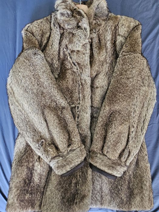 Кожено палто естествен косъм