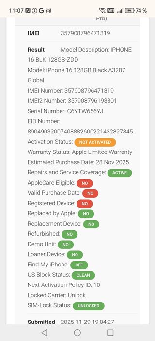 Apple iPhone 16 , 128GB , Black , Nou neactivat.