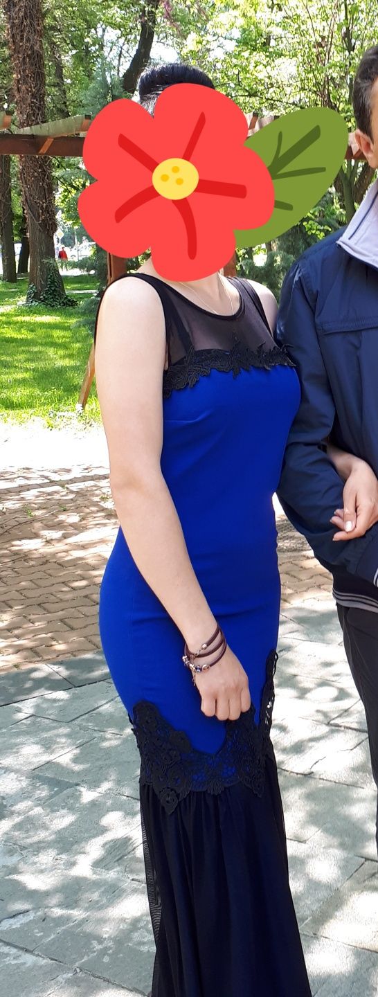 Офиц. рокля в турско синьо