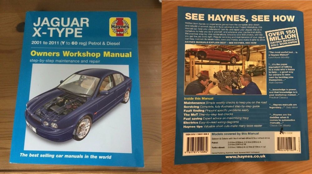 Manual auto Haynes Jaguar XType XJ6 XJ12 240&340 1955 2011