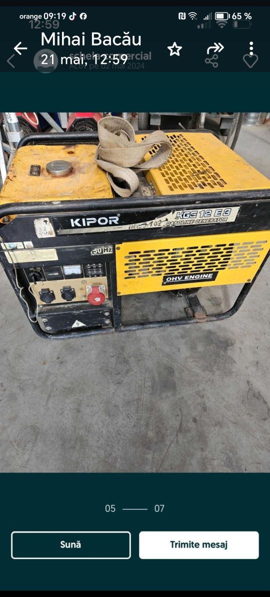 Generator curent kipor de 8,5 kw