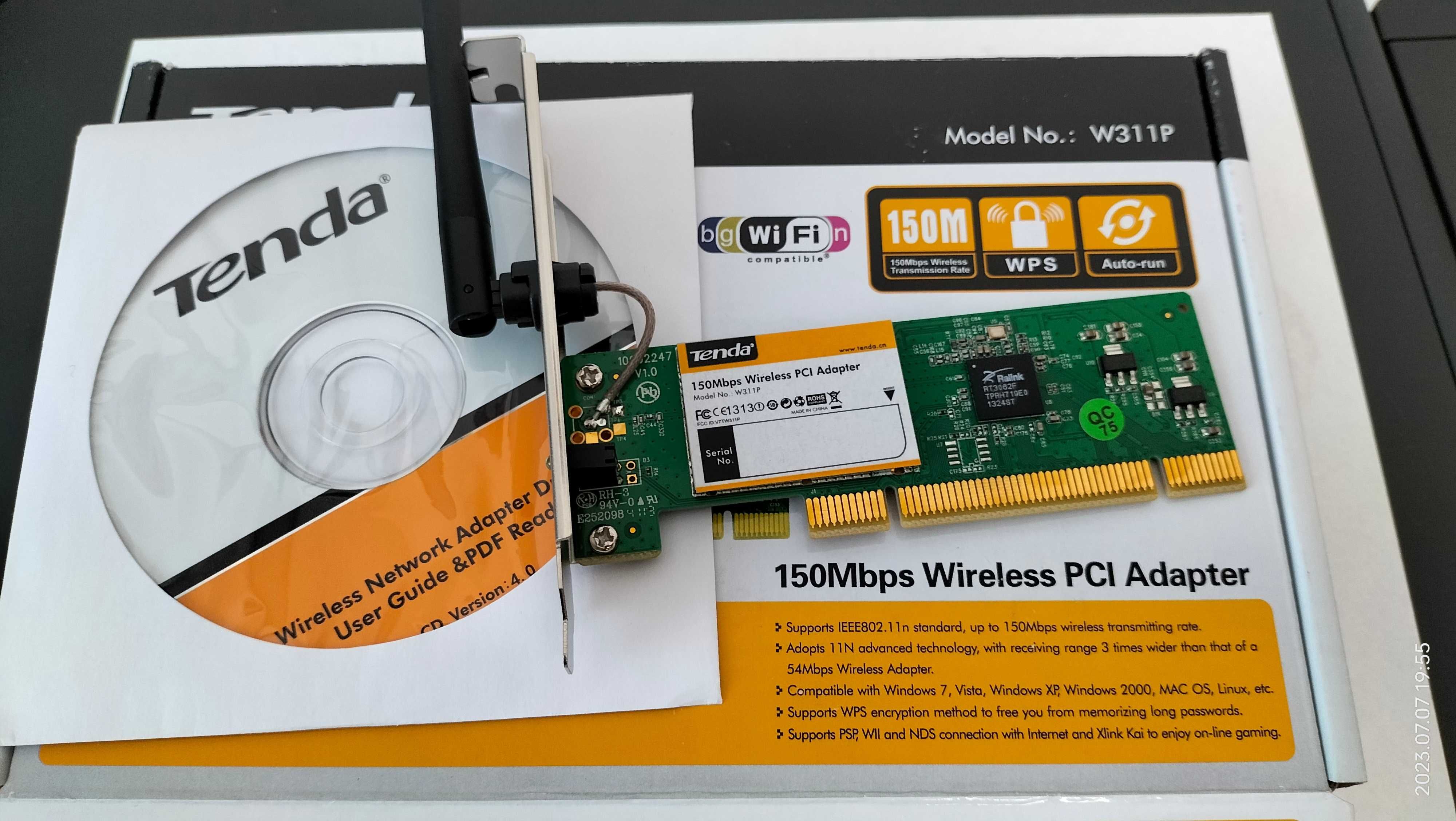 WiFi адаптер Tenda W311P PCI 150Mbps для ПК новые в упаковке