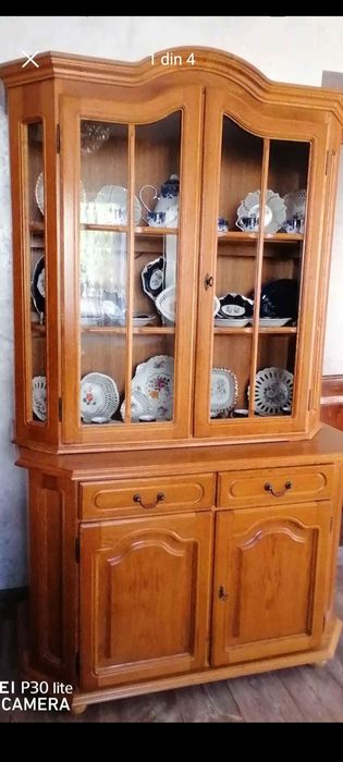Mobila sufragerie+vitrina, lemn masiv