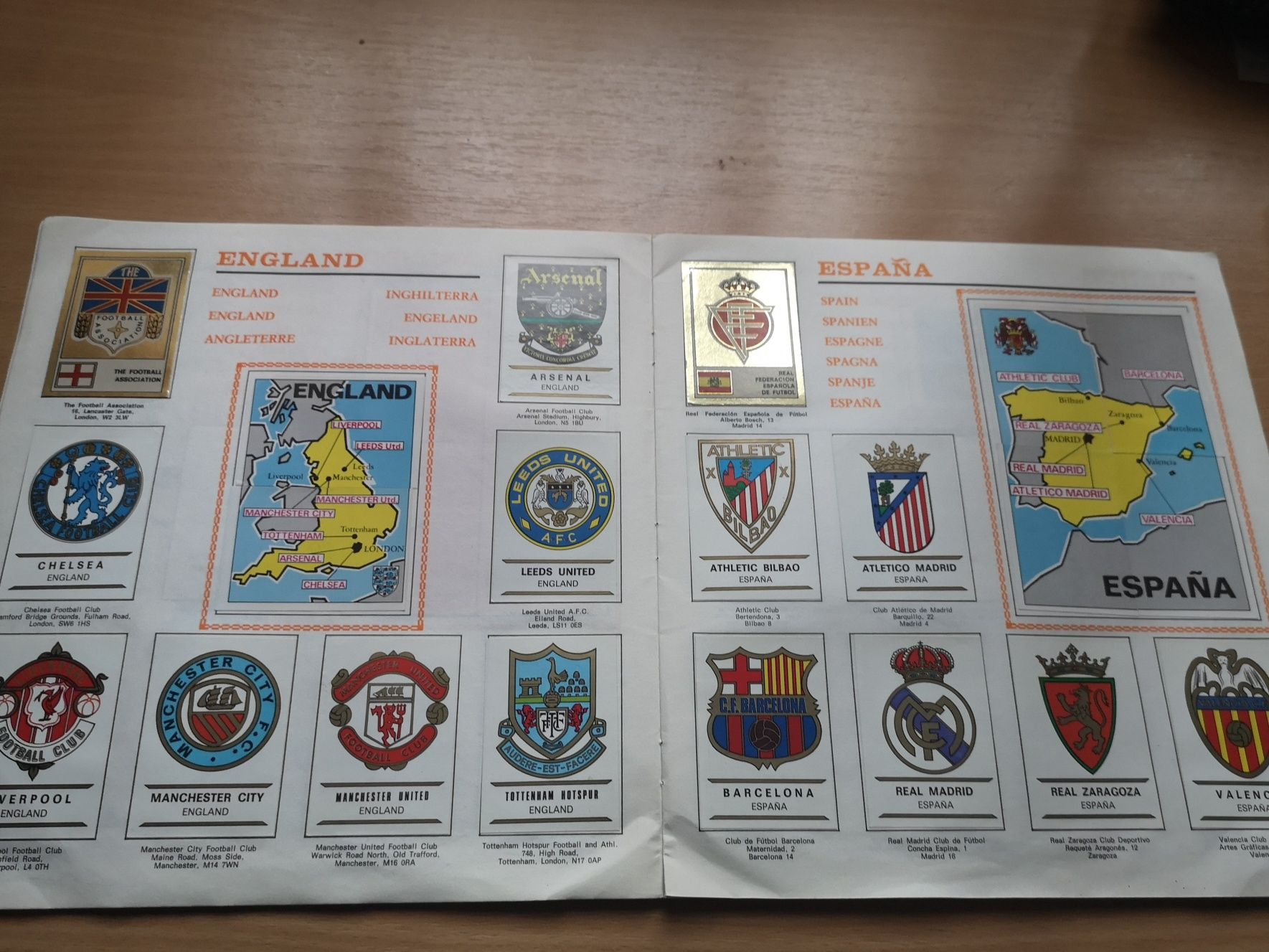 Mega Rar 1975 Panini Album Football Clubs 75 primul cu steme lucioase