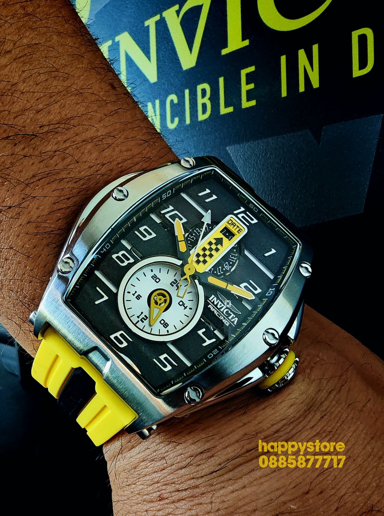 INVICTA RACING Monza Yellow steel 57 mm, Инвикта нов ръчен часовник