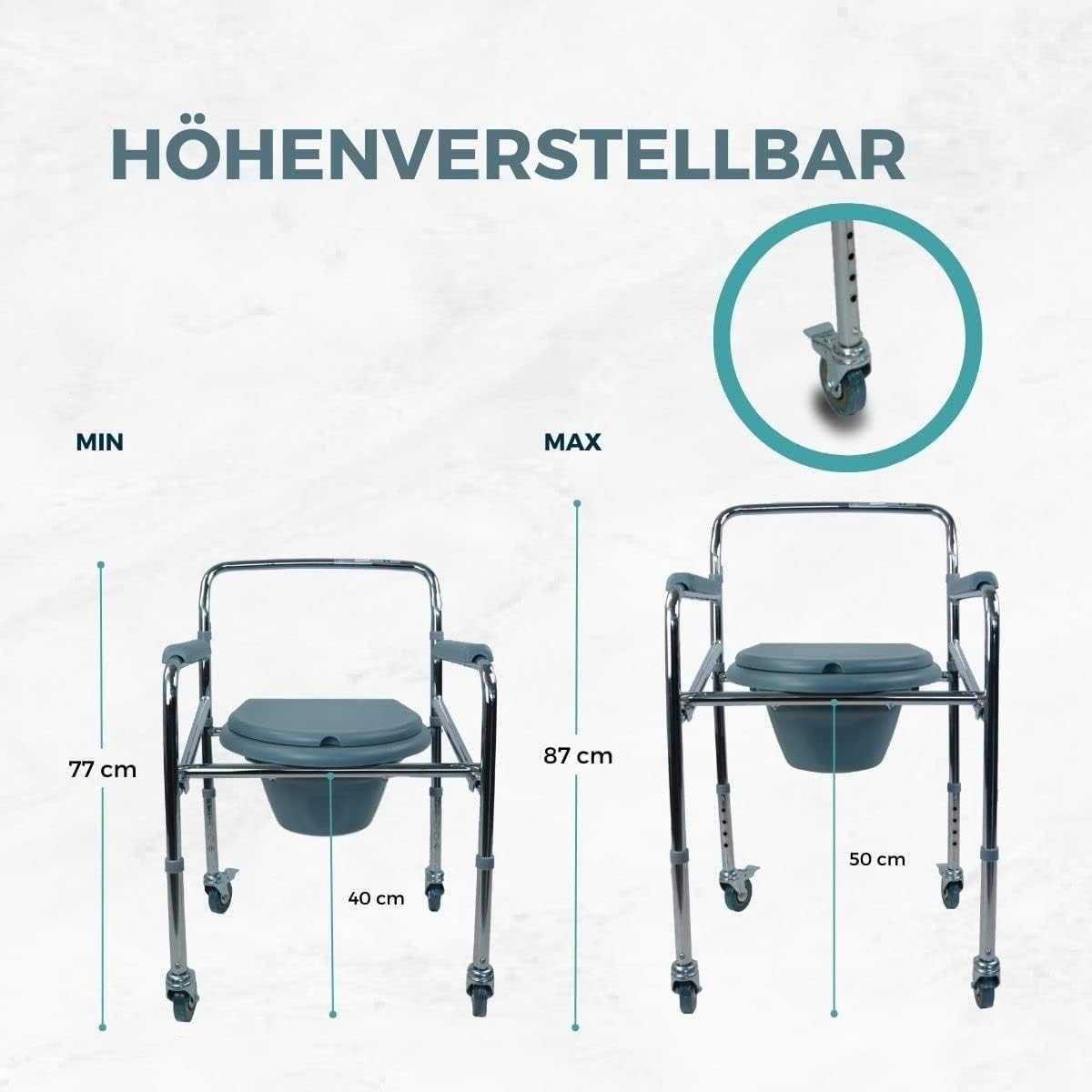 Mobiclinic, scaun cu rotile pentru toaletă, model Muelle, NEGOCIABIL