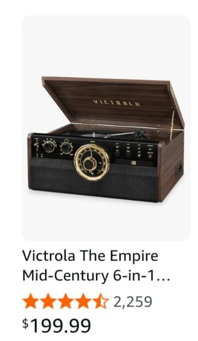 Victrola The Empire Mid-Century 6-in-1 Turntable & Multimedia Center