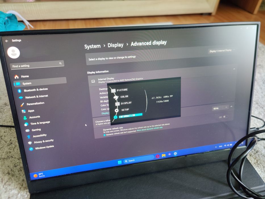 Monitor portabil 17.3 inch ecran mat fără reflexie picior tip husă