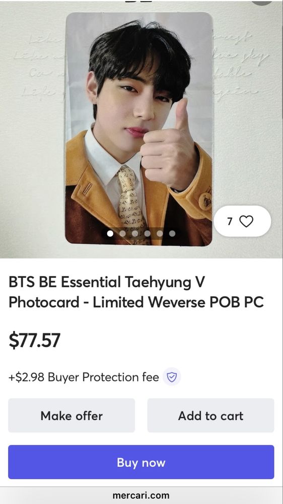 BTS Taehyung V photocard