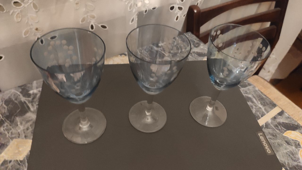 Набор из четырёх бокалов,рисунок по стеклу,1970 г
