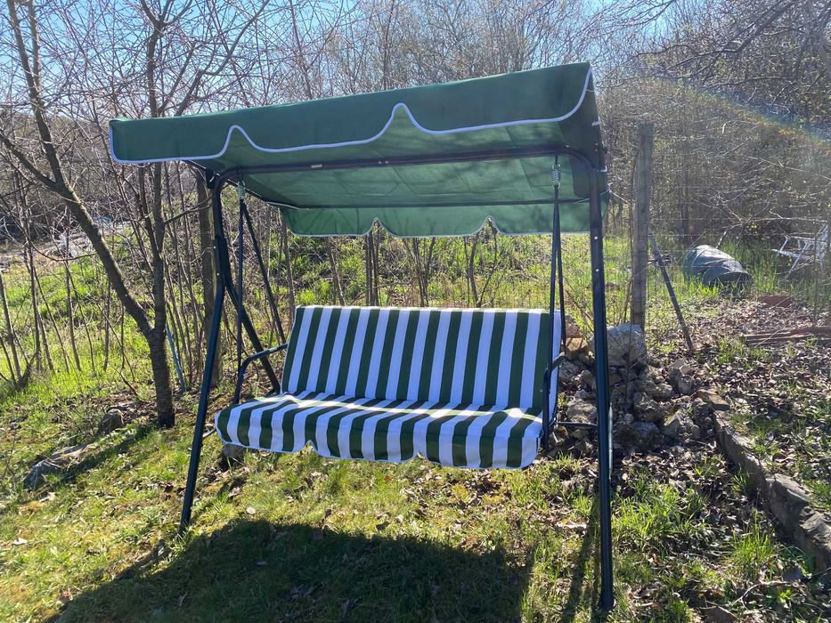 Balansoar gradina Lahore, verde, otel, 3 locuri, 200 kg