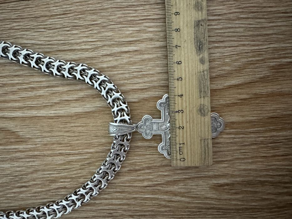Цепь серебрянная с крестом